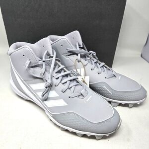New Adidas Icon 7 Mid MD FY4391 Men's‎ Size 13.5 Baseball Cleats Gray White.
